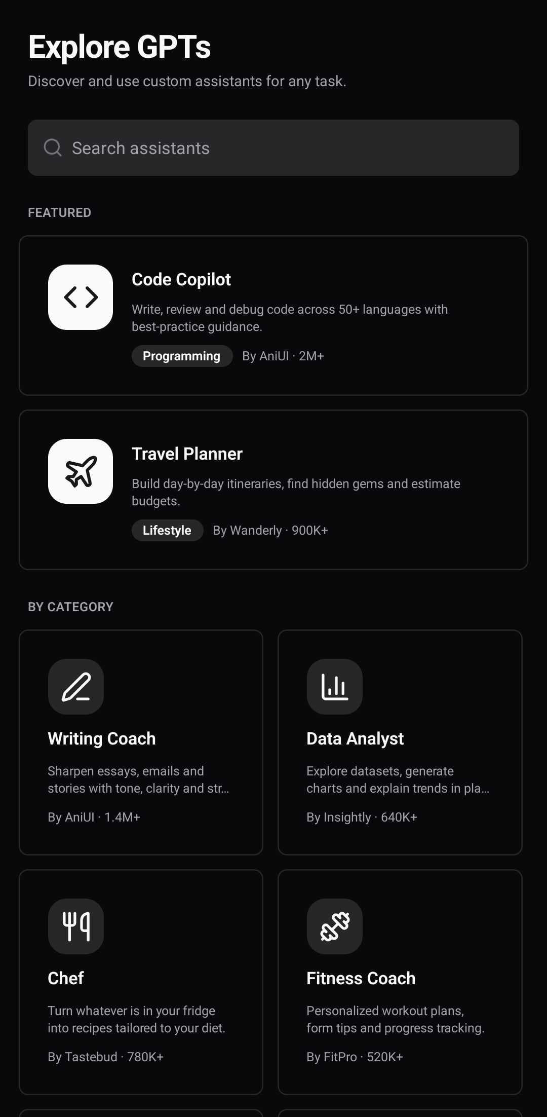 AI Template — Assitants (dark)