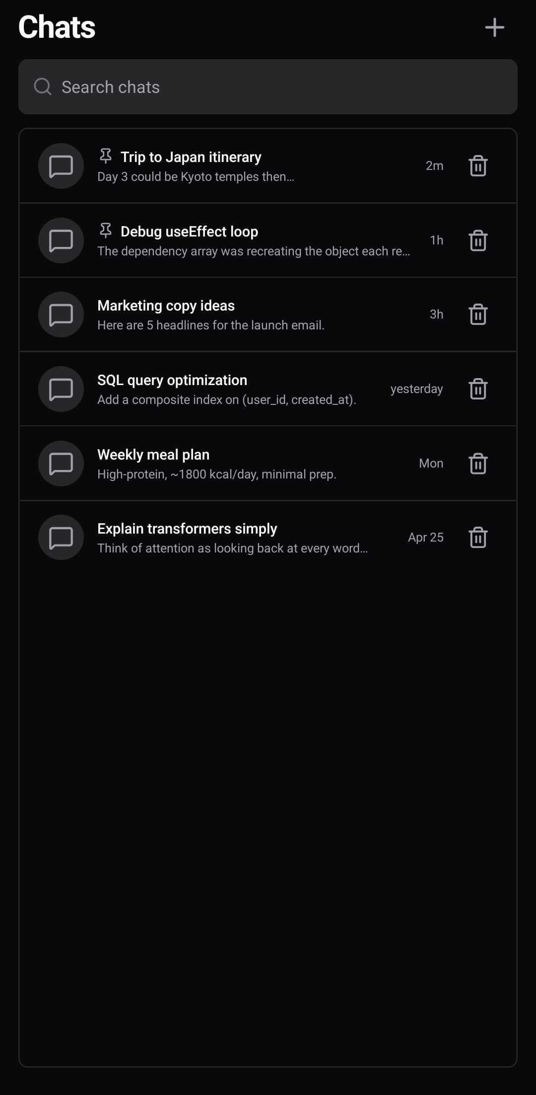 AI Template — Conversation (dark)