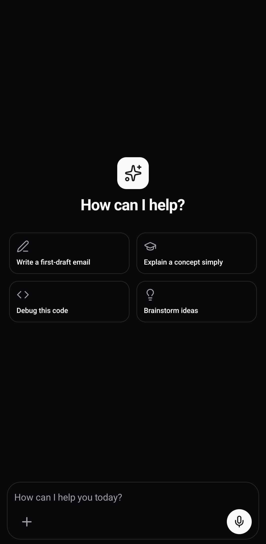 AI Template — New chat (dark)