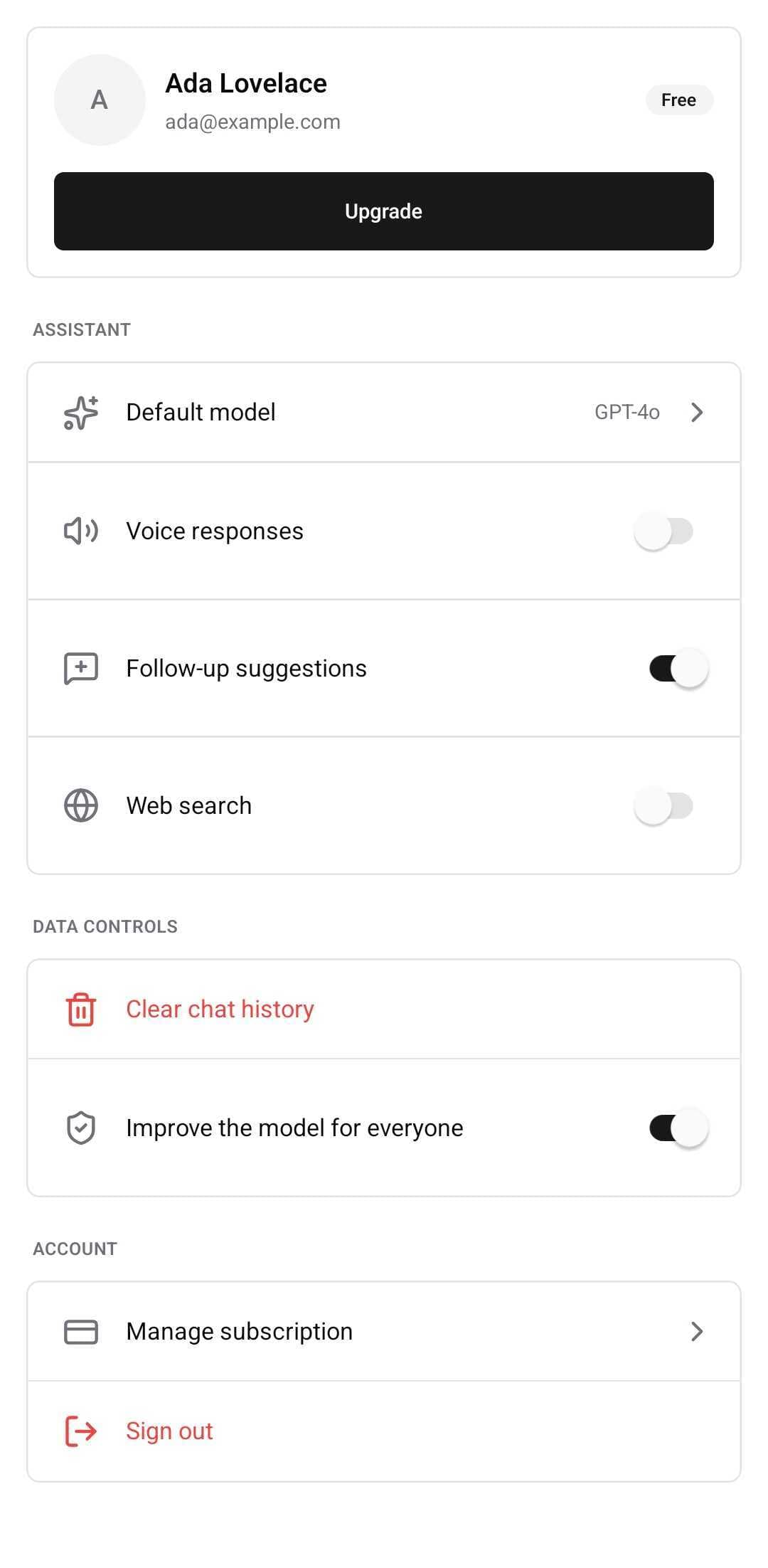 AI Template — Settings (light)