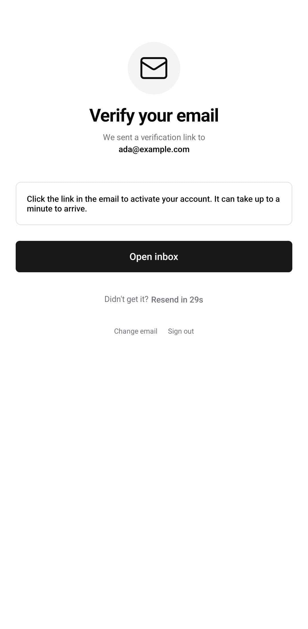 Auth Template — Email verification (light)
