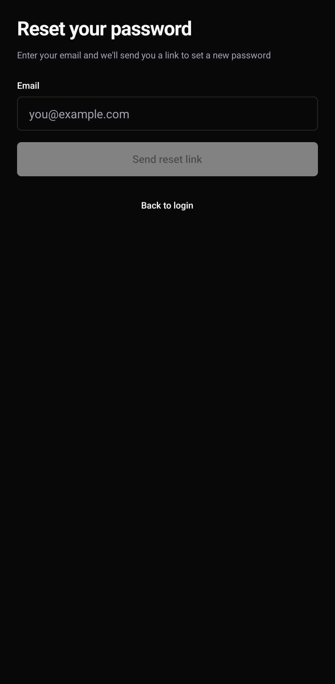 Auth Template — Forgot password (dark)