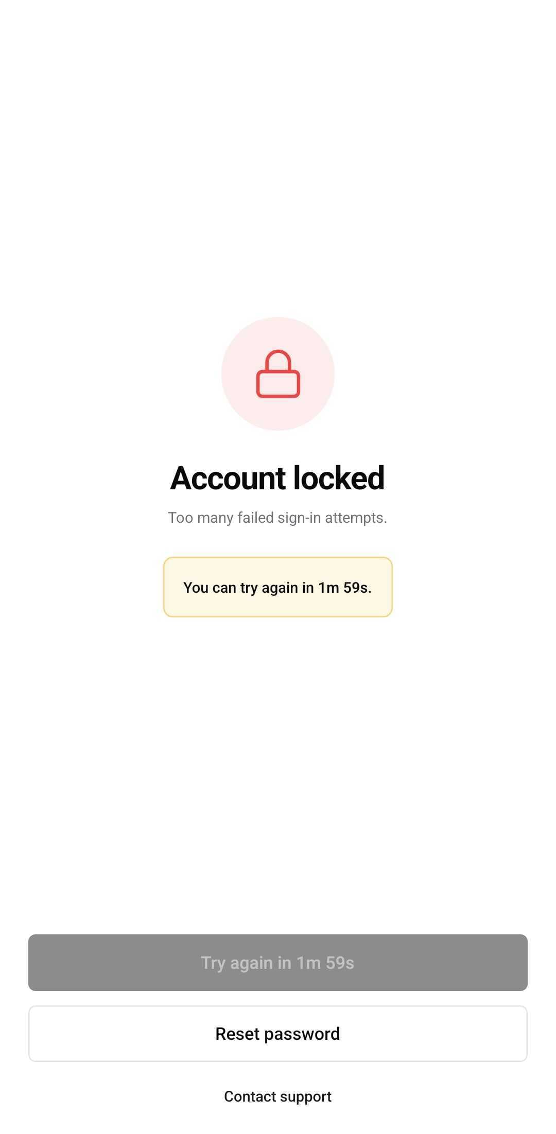 Auth Template — Locked account (light)