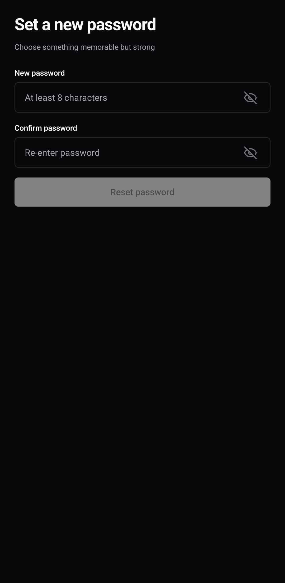 Auth Template — Reset password (dark)