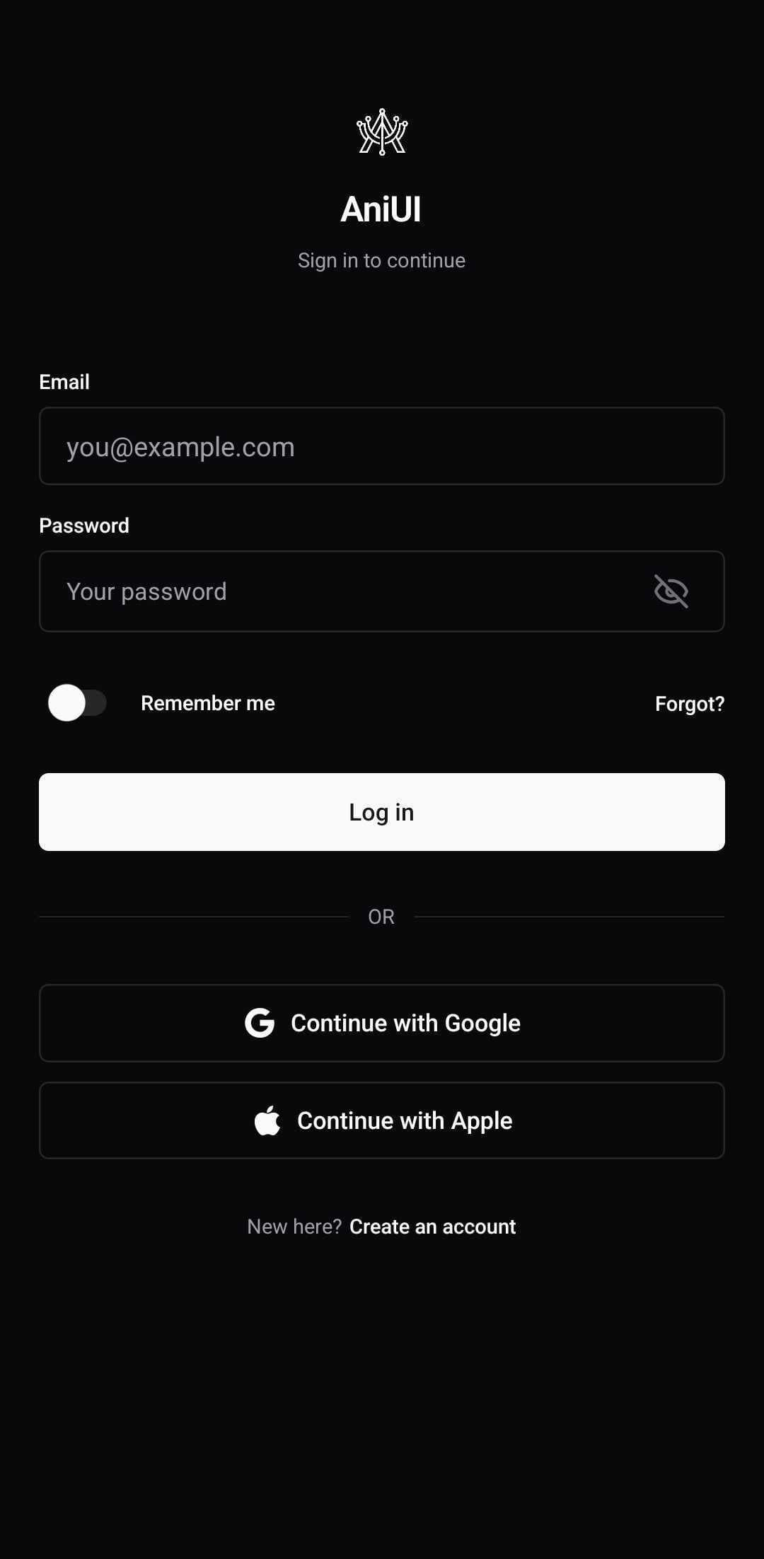 Auth Template preview