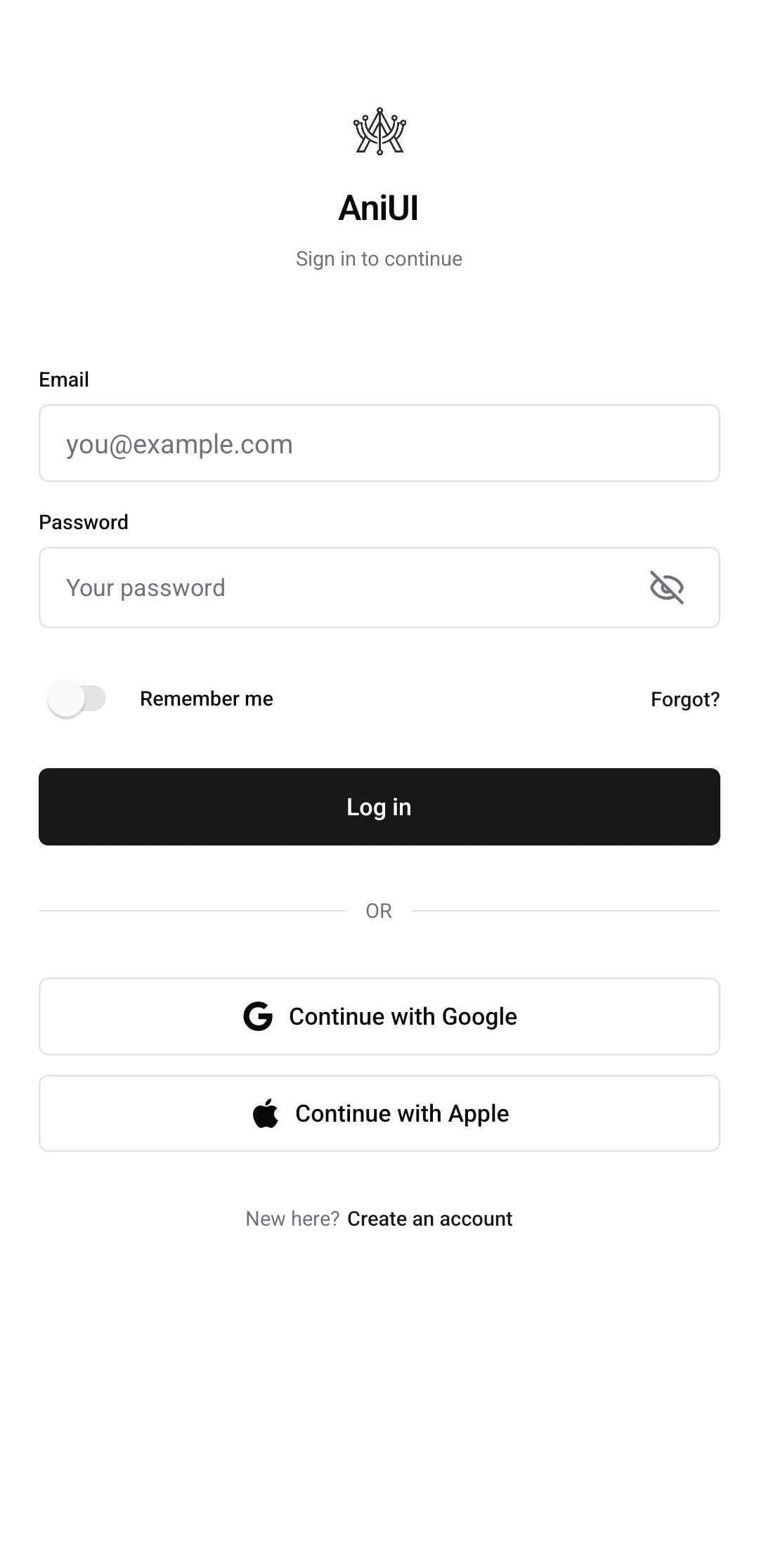 Auth Template — Sign in (light)