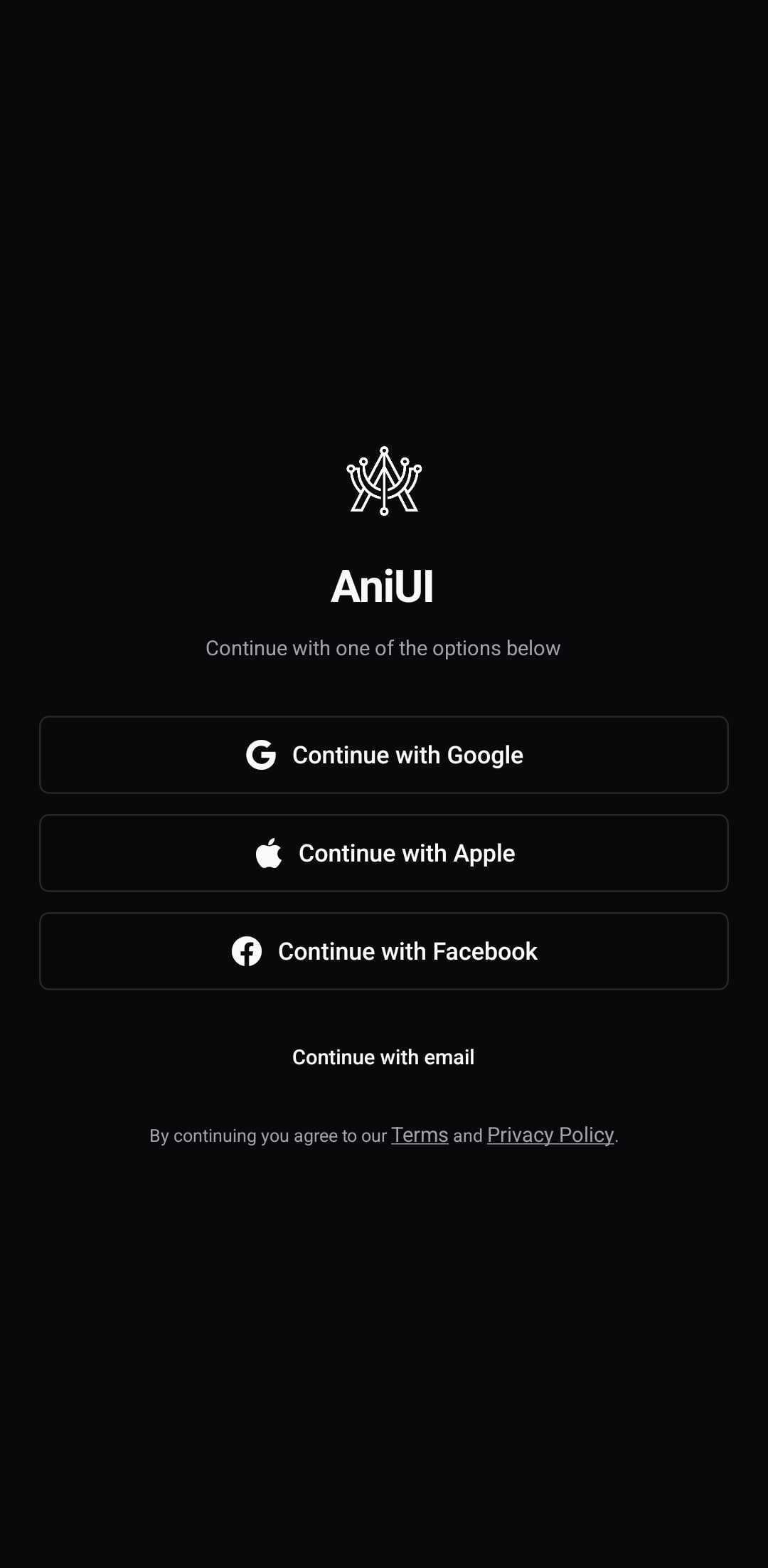 Auth Template — Social provider (dark)