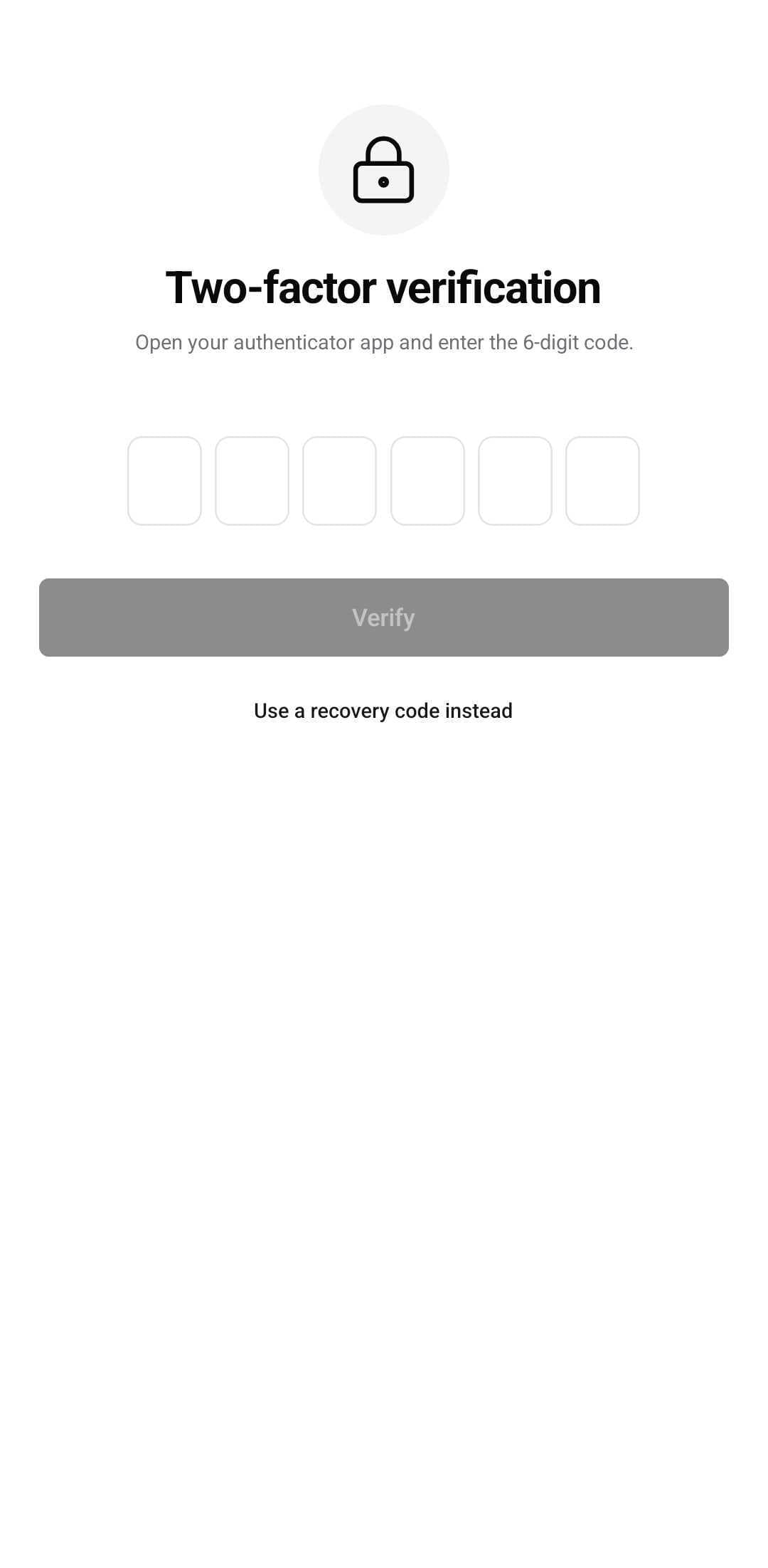 Auth Template — Two factor verify (light)