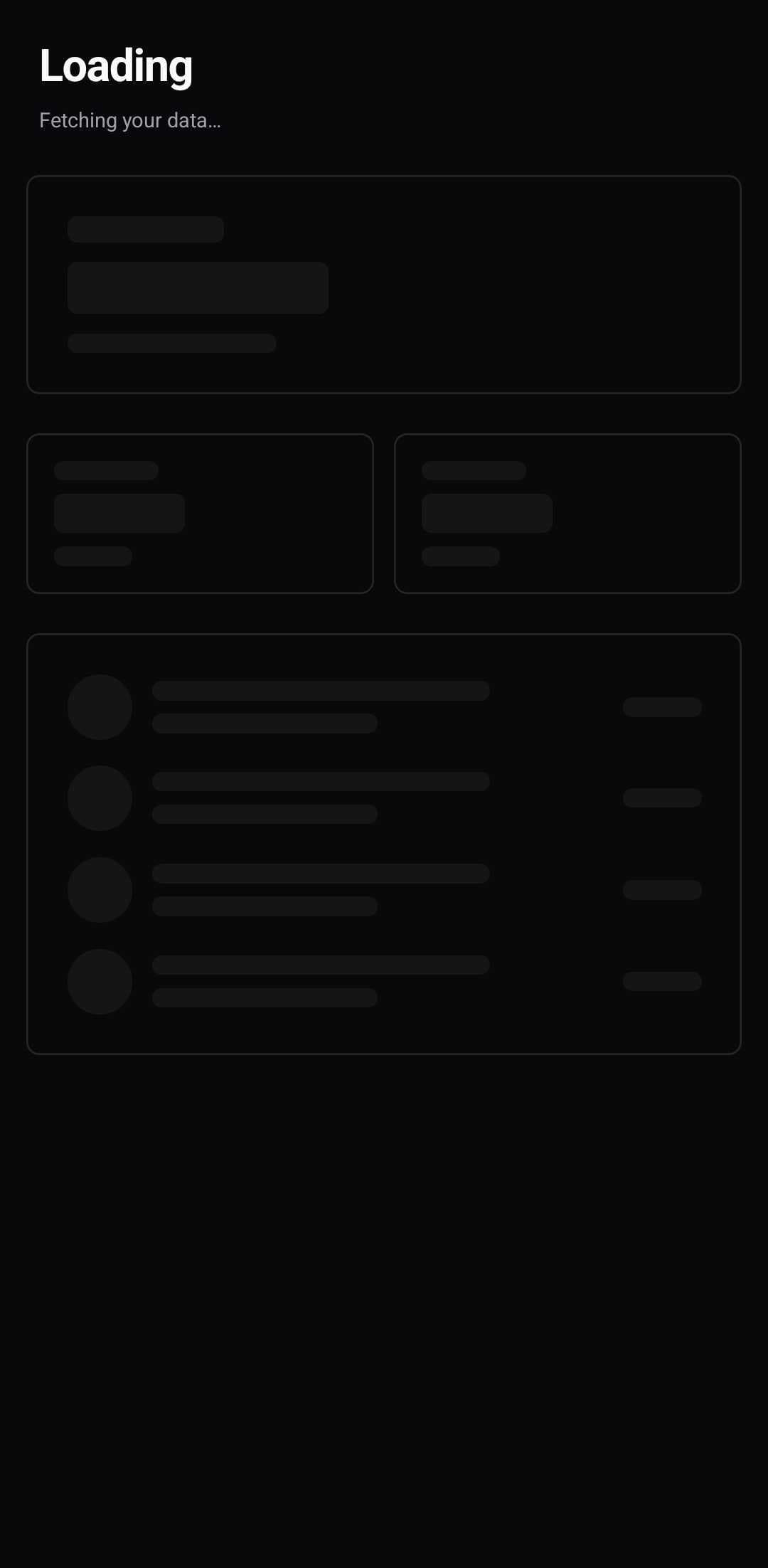 Dashboard Template — Loading state (dark)