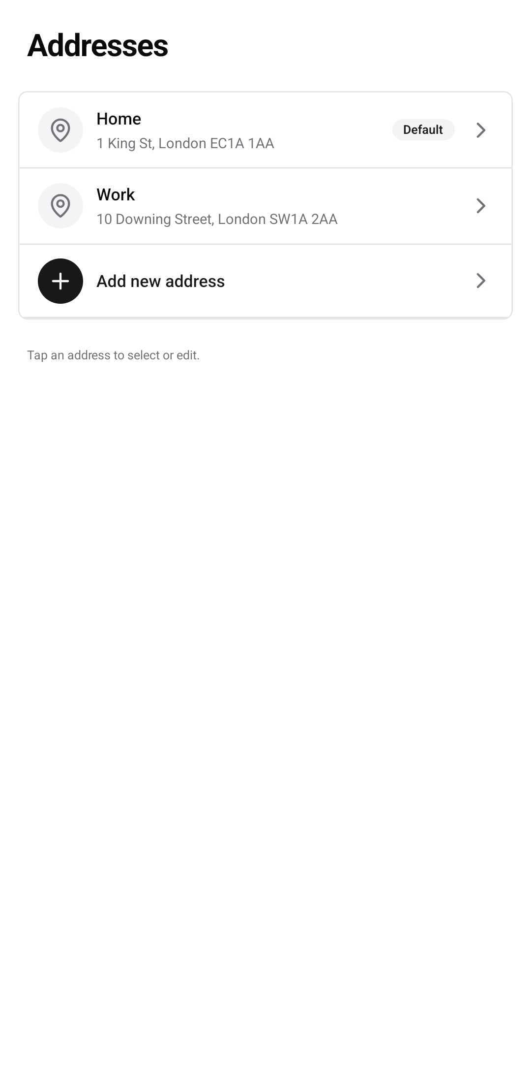 E-Commerce Template — Address (light)