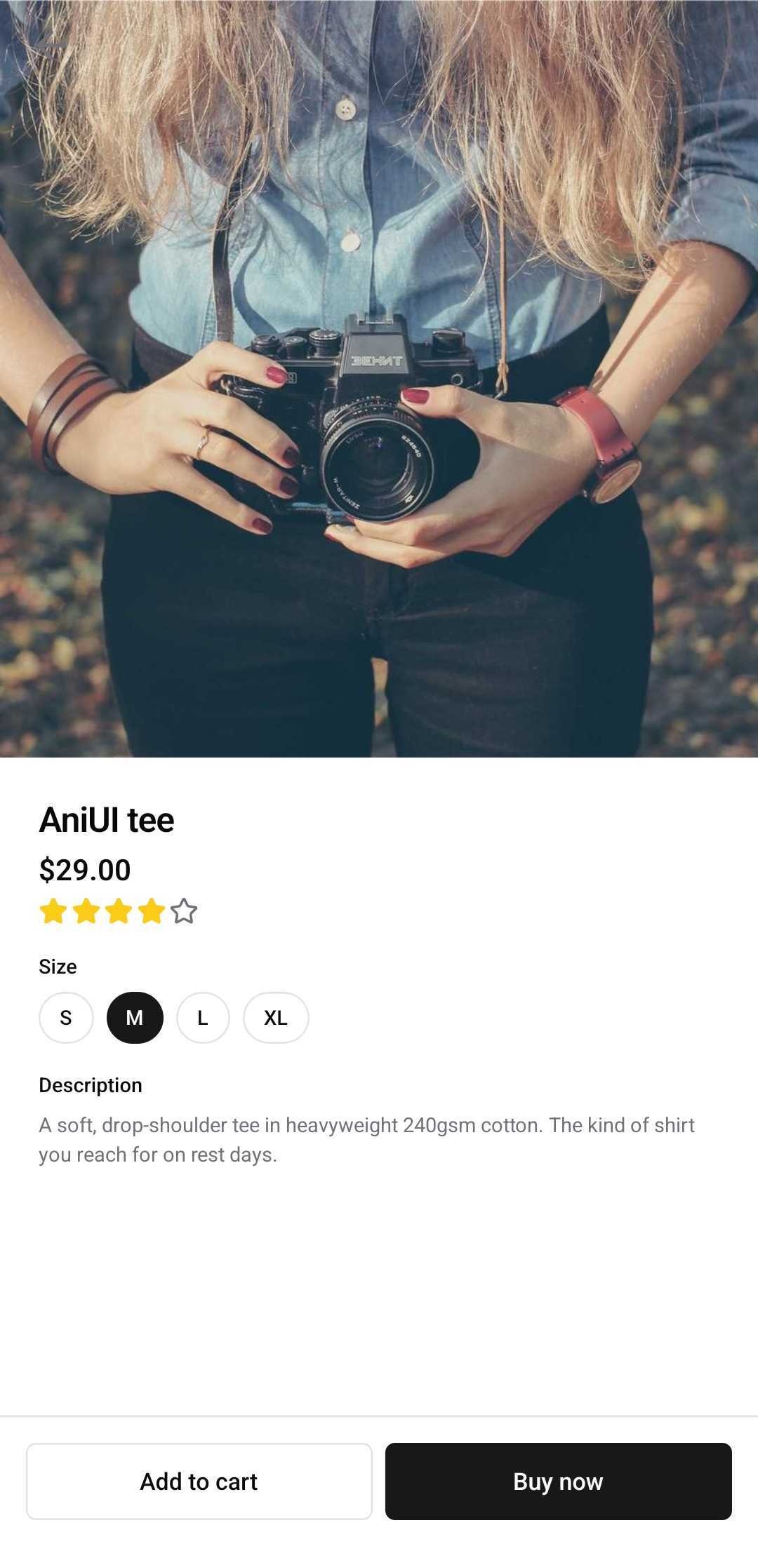 E-Commerce Template — Product detail (light)