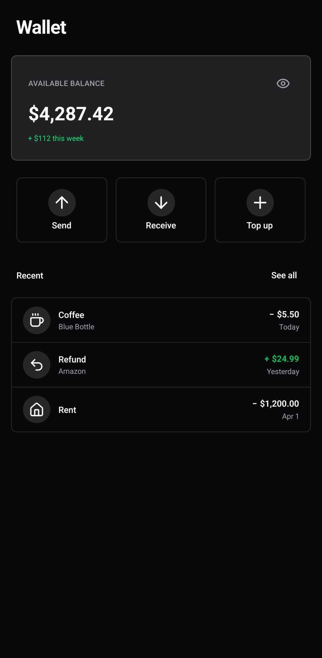 Finance Template — Accounts overview (dark)