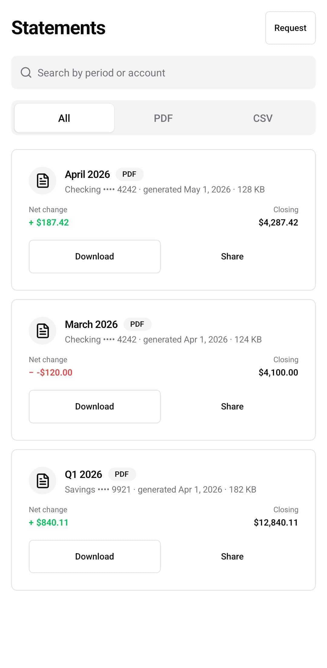 Finance Template — Statements (light)