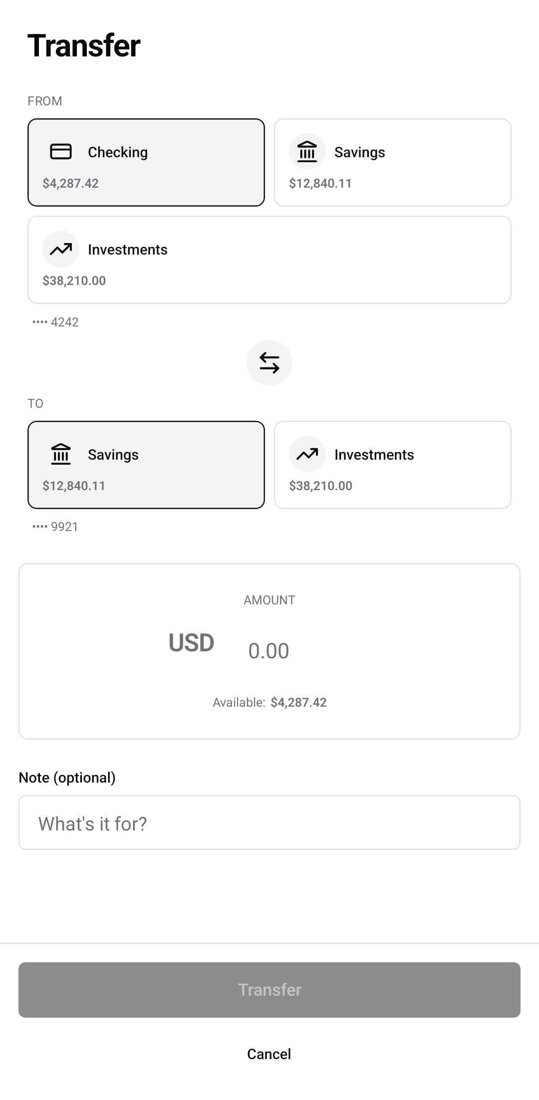 Finance Template — Transfer (light)