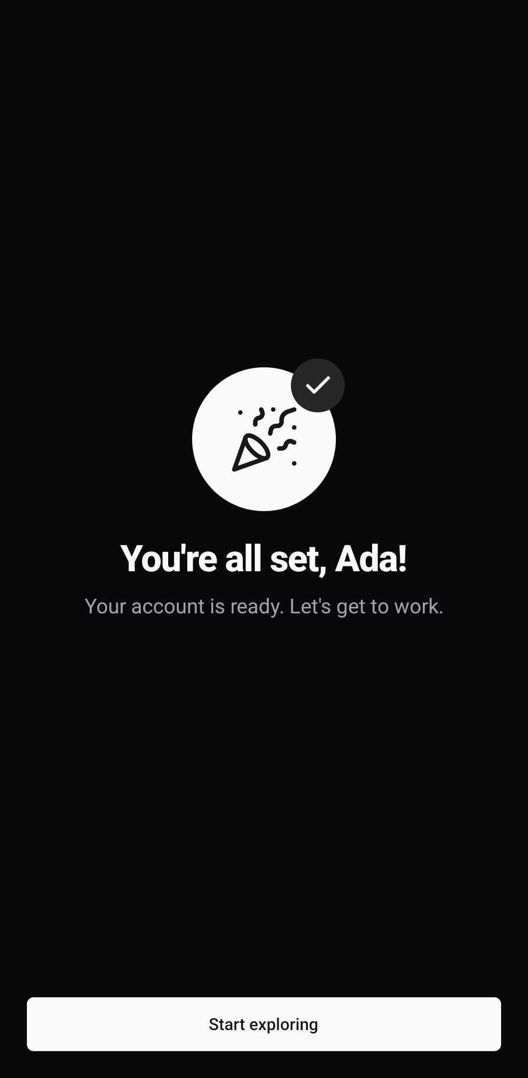 Onboarding Template — All set (dark)