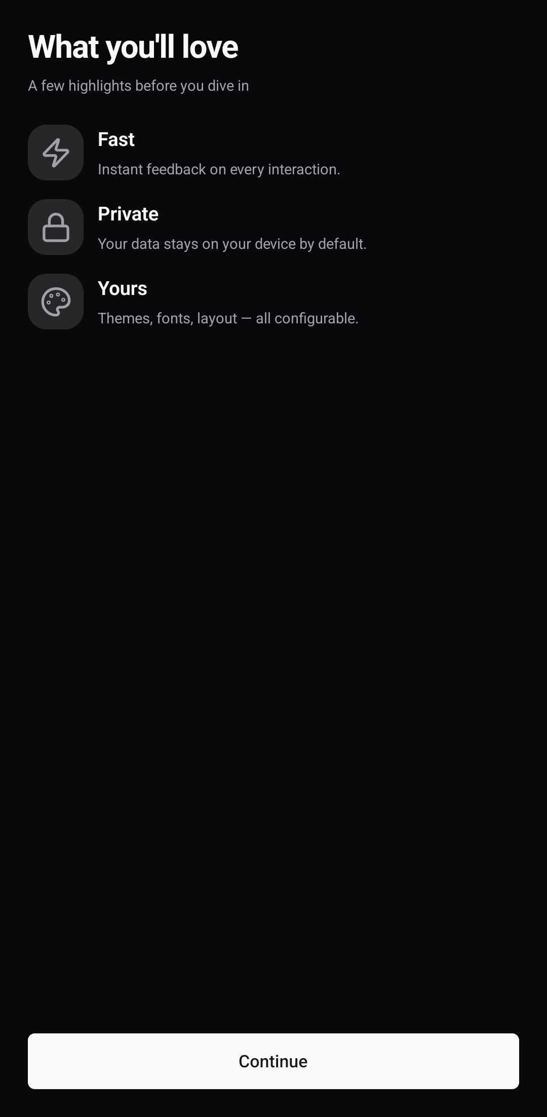 Onboarding Template — Feature highlight (dark)