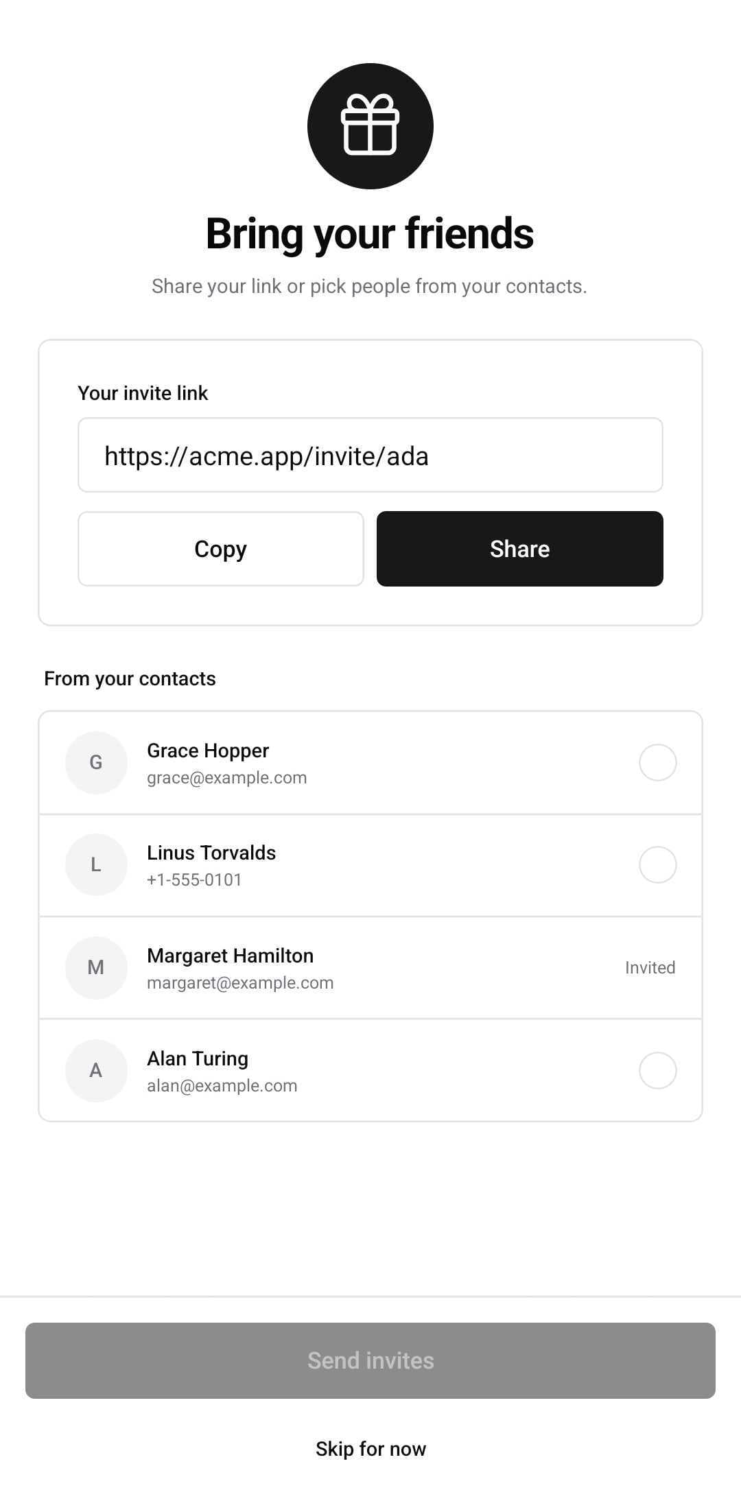 Onboarding Template — Invite friends (light)