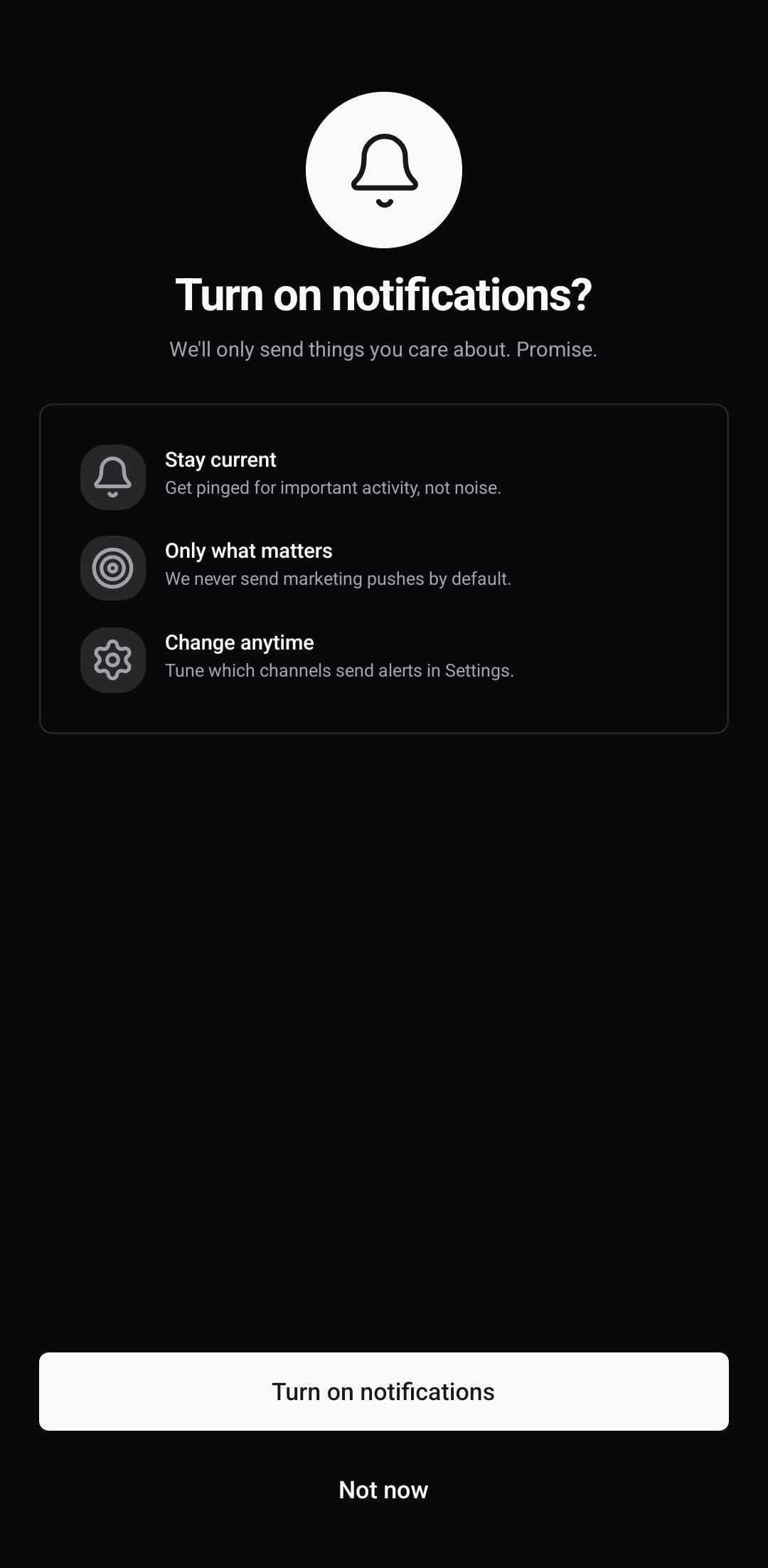 Onboarding Template — Notifications primer (dark)