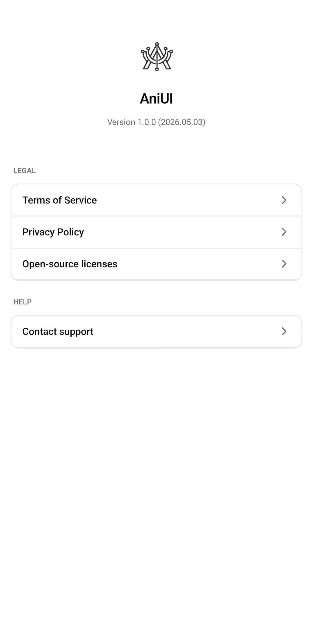 Settings Template — About (dark)