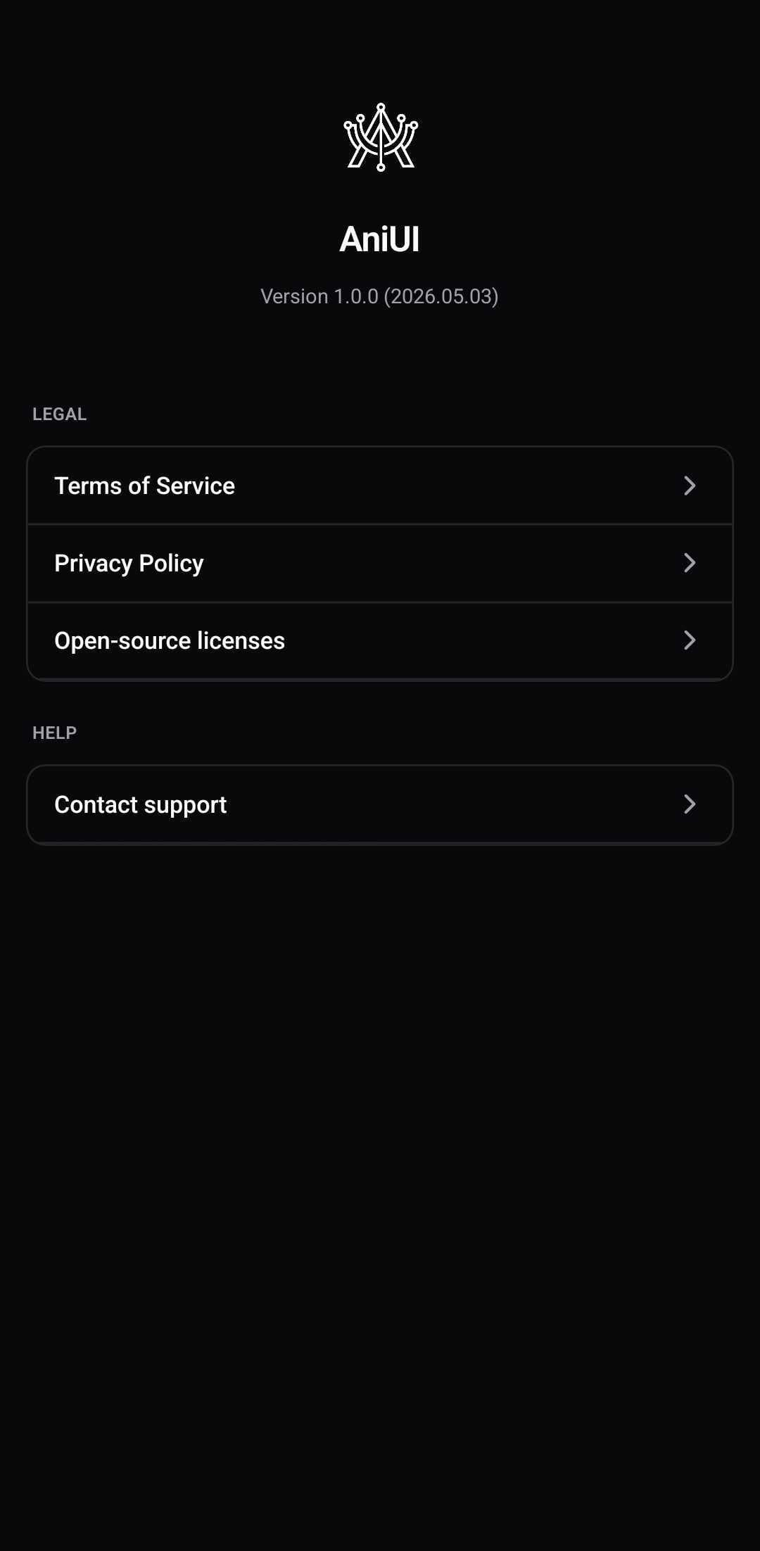 Settings Template — About (light)