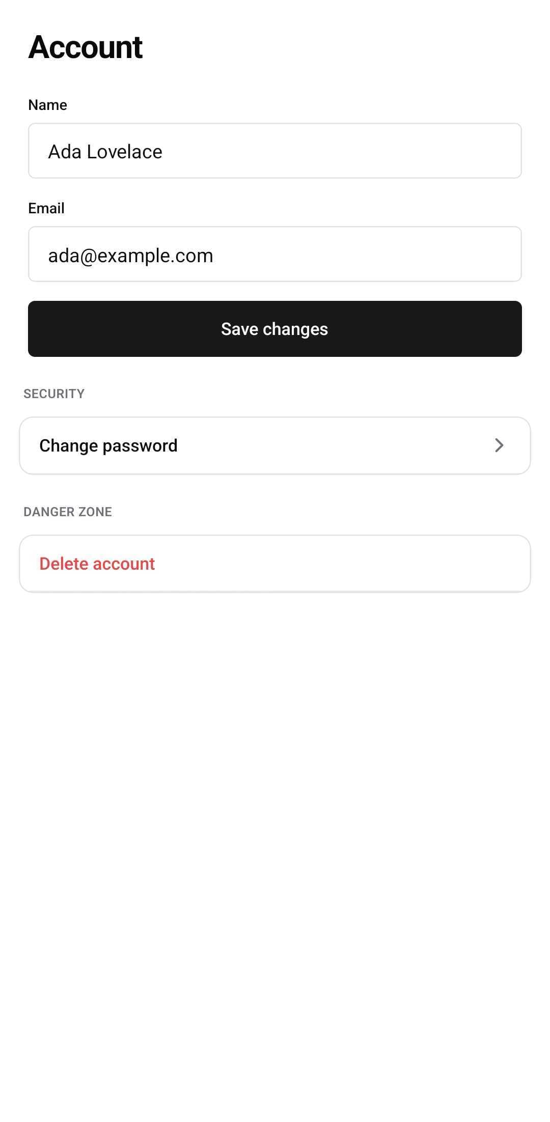 Settings Template