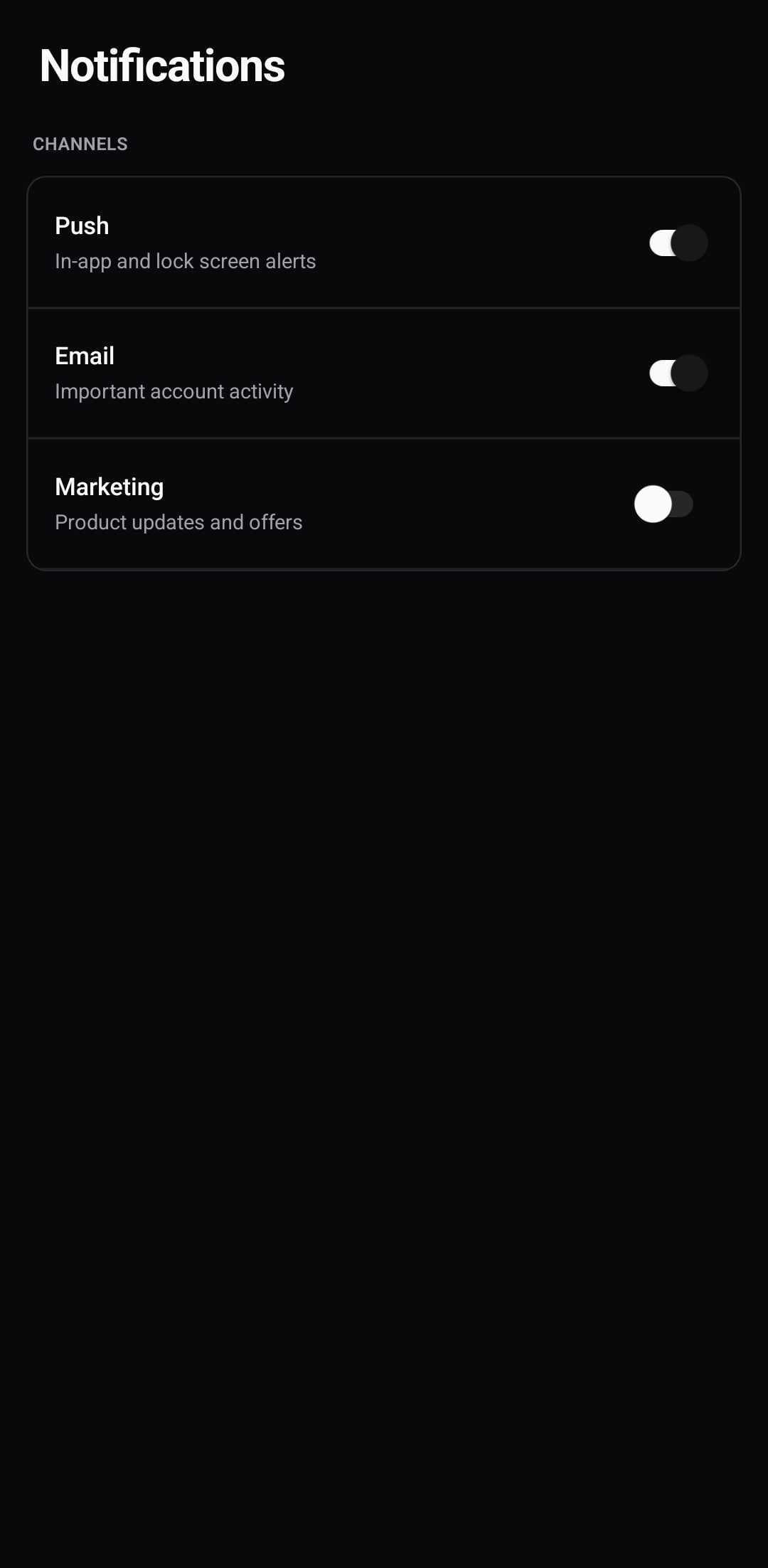 Settings Template — Notifications (light)