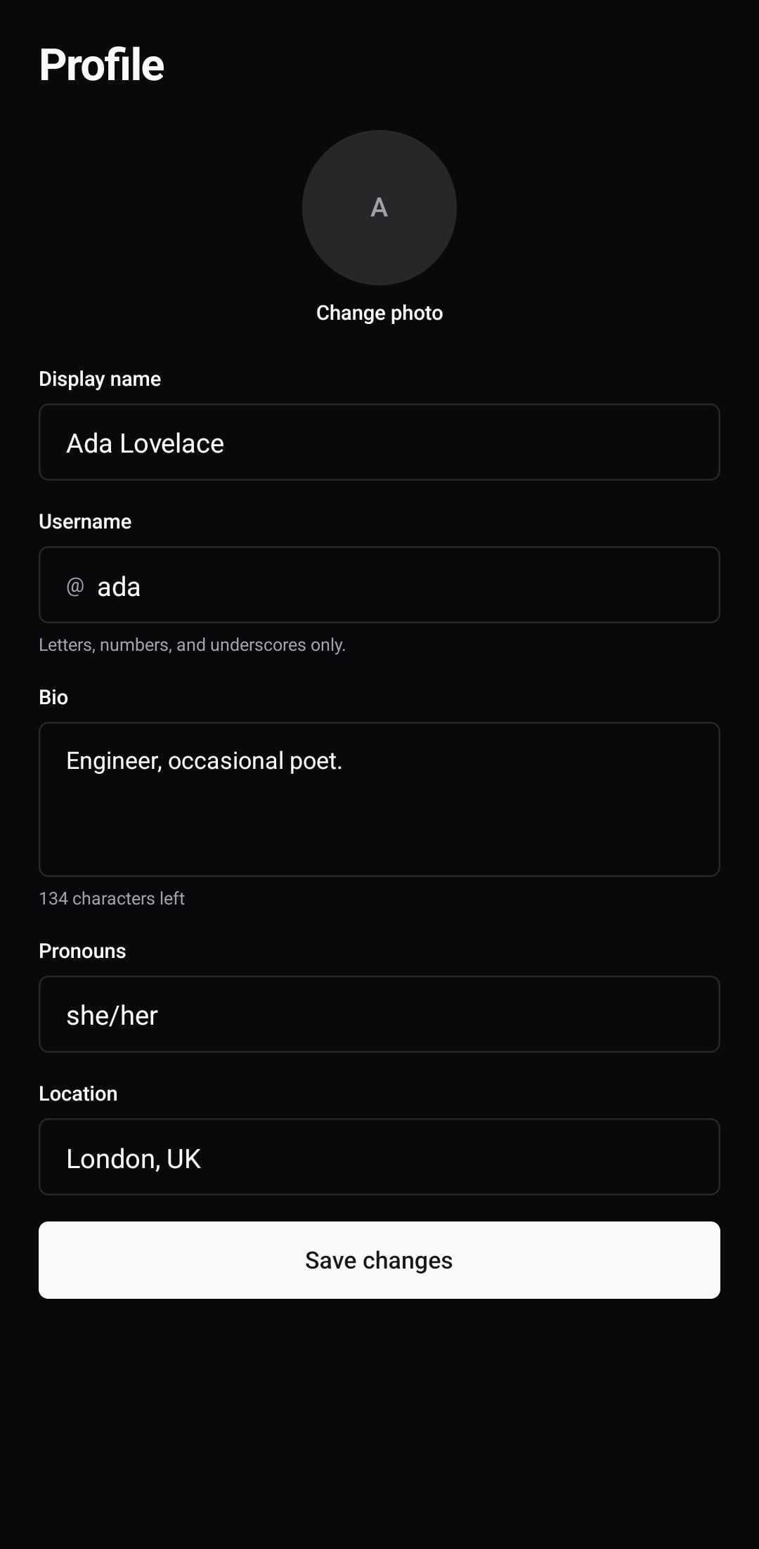 Settings Template — Profile (light)