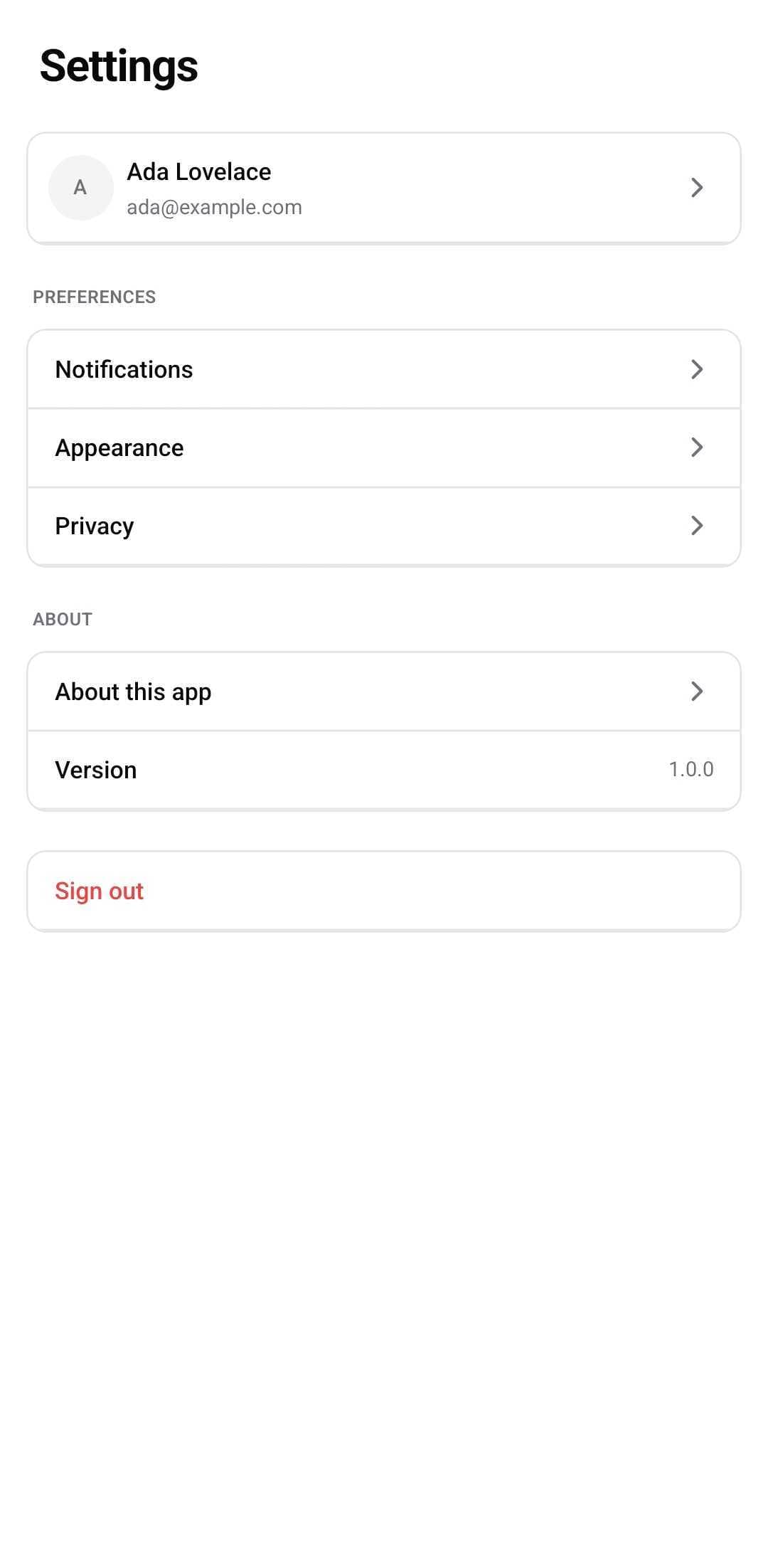 Settings Template — Settings (dark)