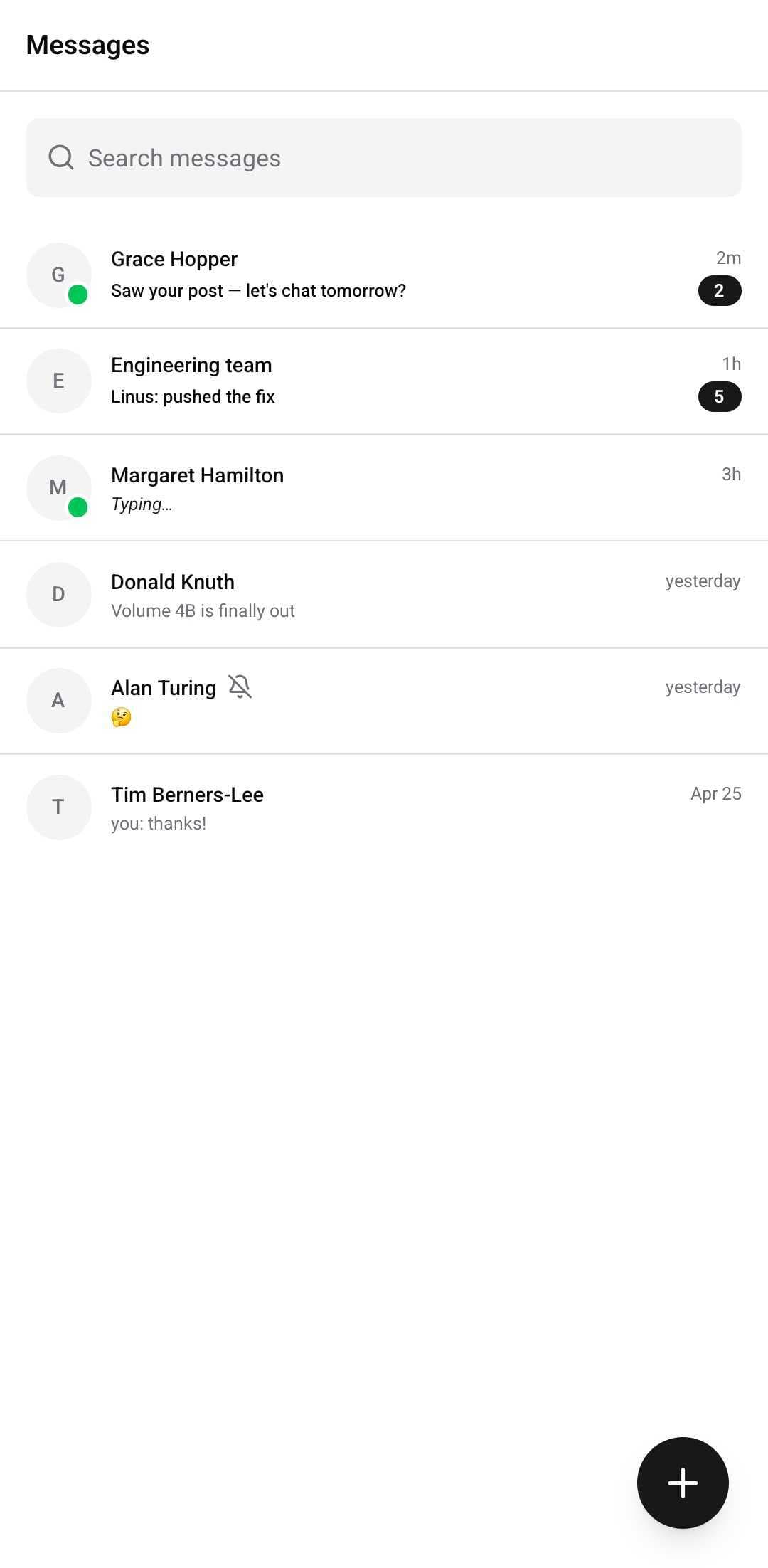 Social Template — DM list (light)