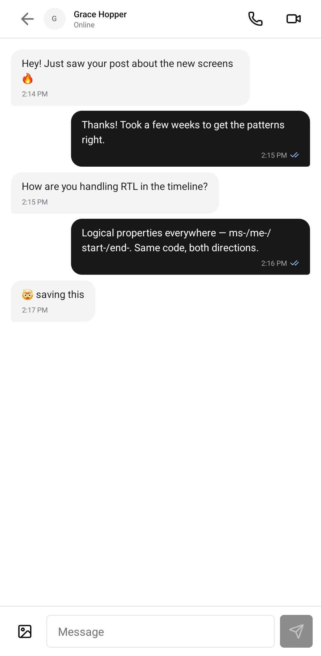 Social Template — DM thread (light)