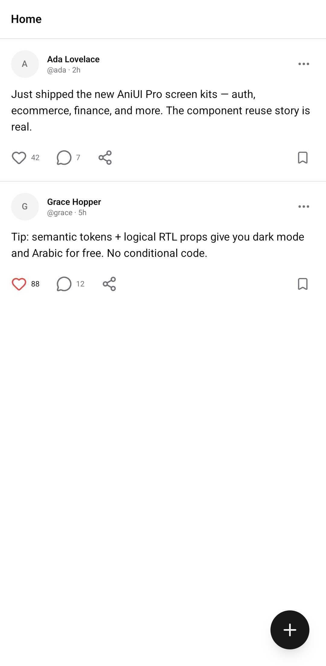 Social Template — Feed (light)