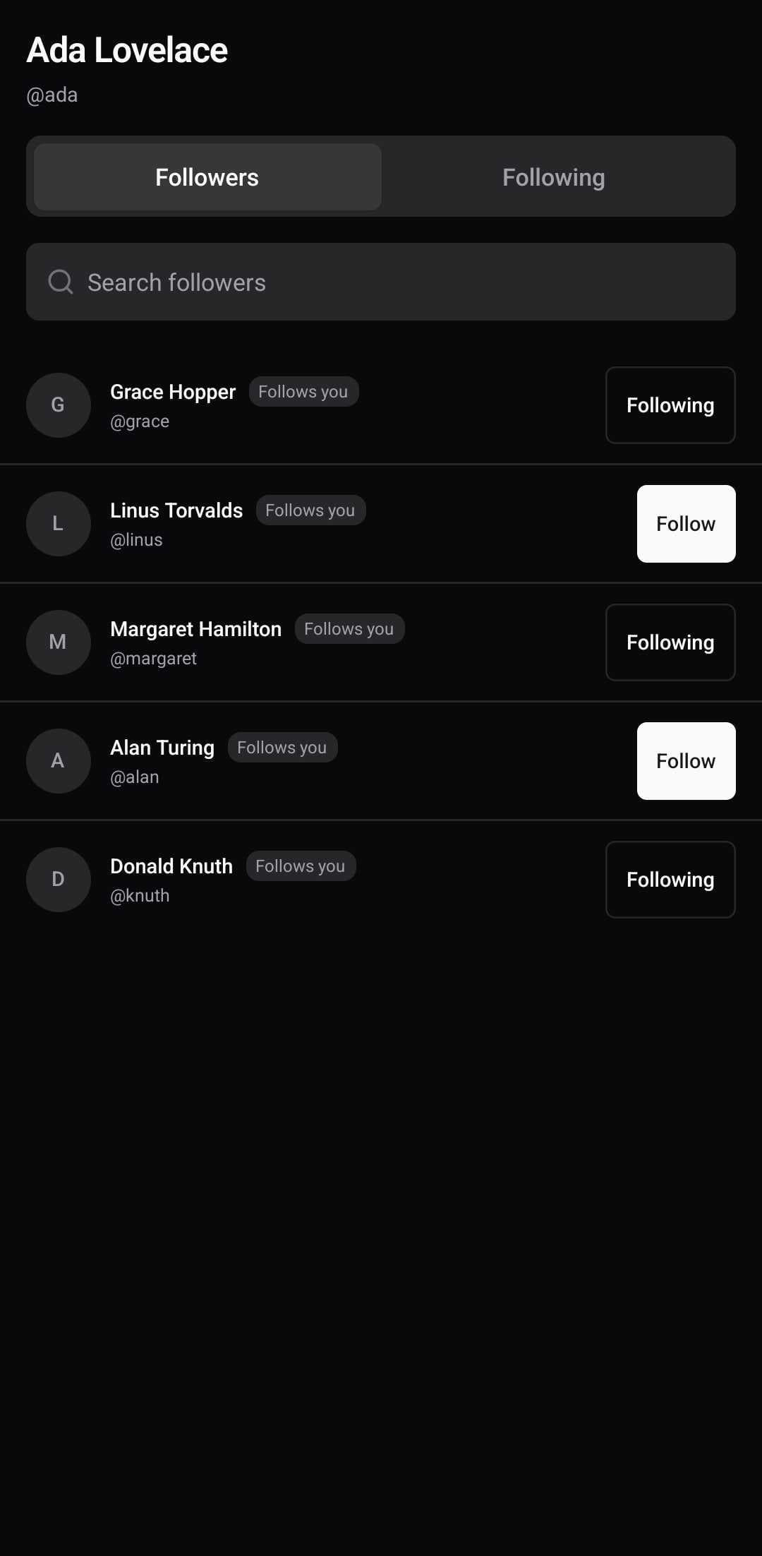 Social Template — Followers (dark)