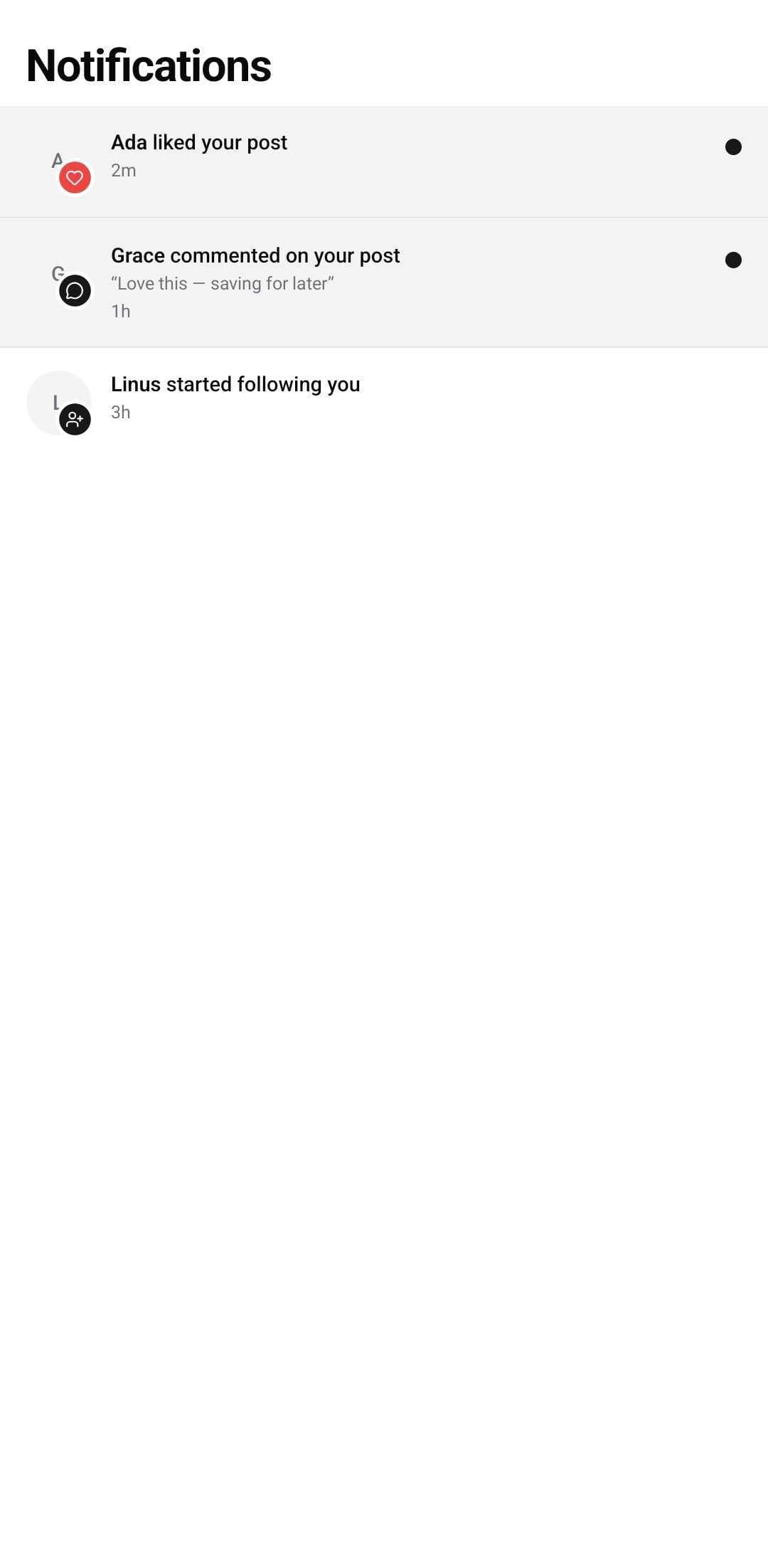 Social Template — Notifications (light)